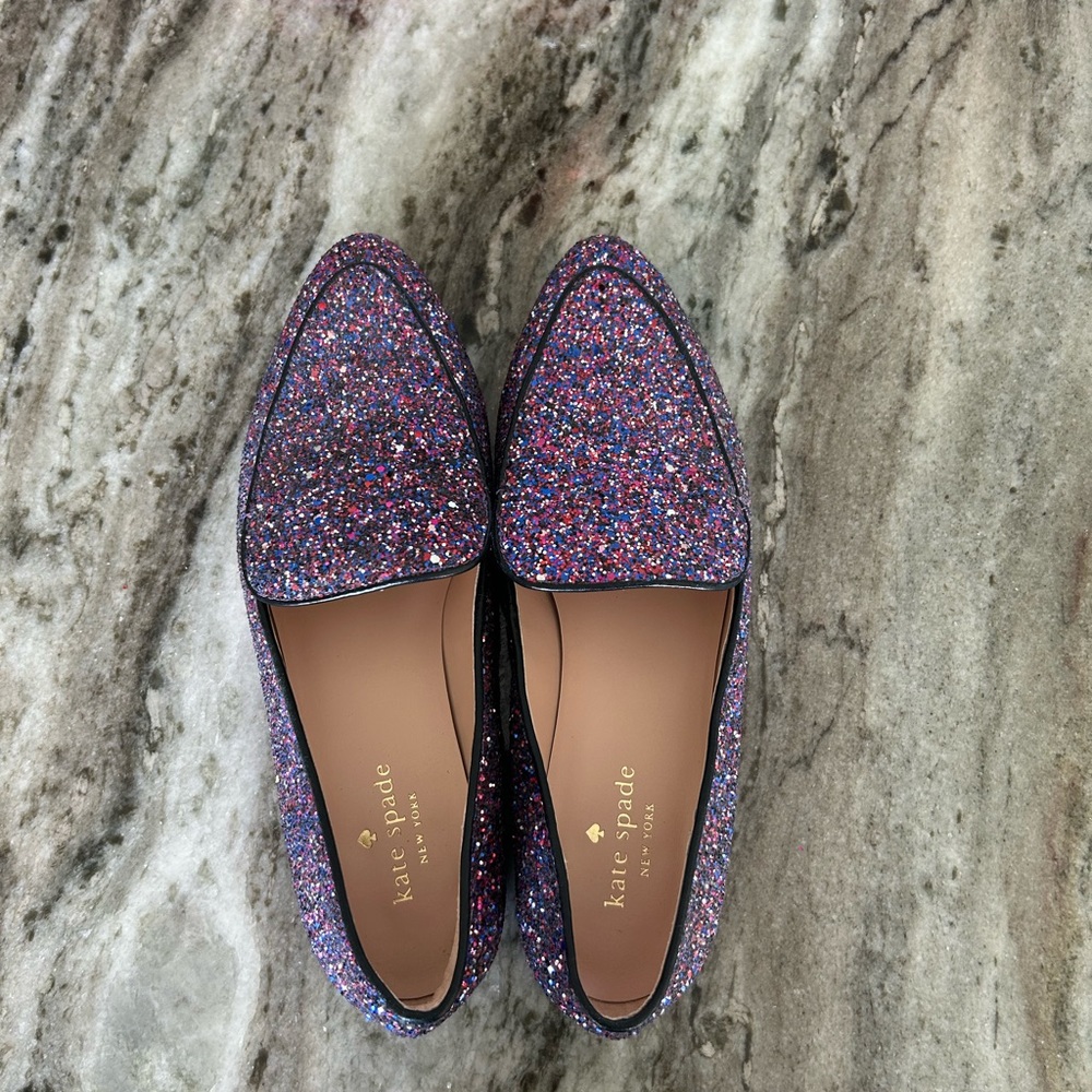 Kate Spade calliope multi glitter loafers size 7.5